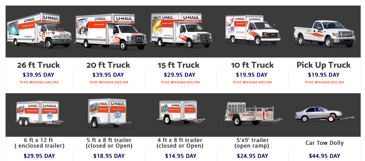 uhaul truck rental rates and options