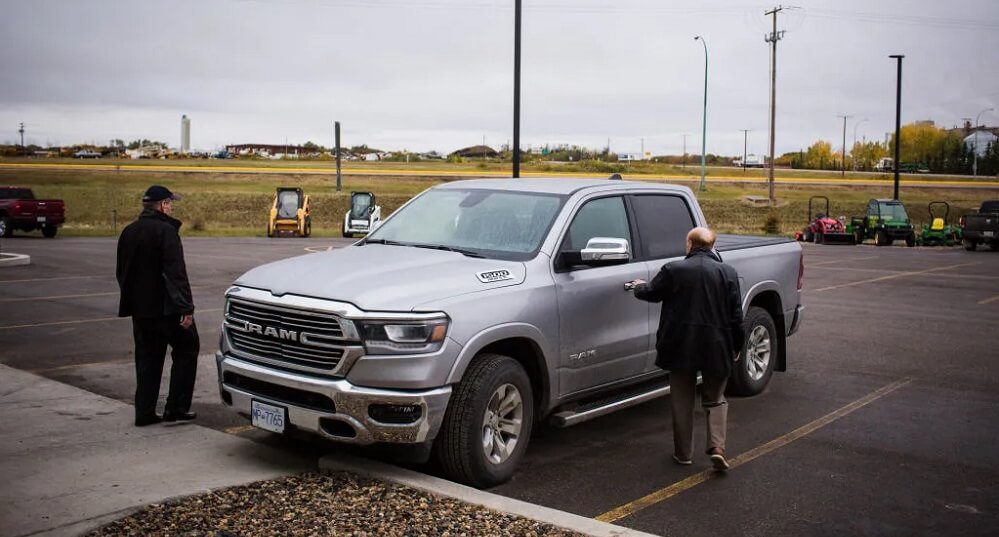 Inspecting the exterior of Used Pickup Truck on Craigslist